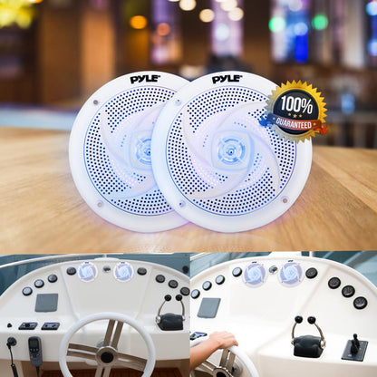 4'' Low-Profile Marine LED Speakers White