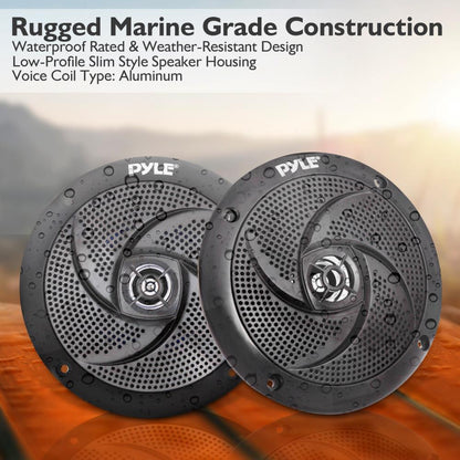 5.25'' Low-Profile Marine LED Speakers Black