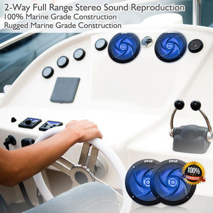 5.25'' Low-Profile Marine LED Speakers Black