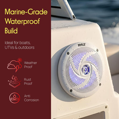 5.25'' Low-Profile Marine LED Speakers White
