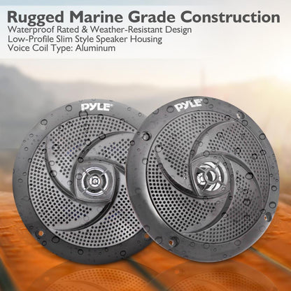 6.5 inch Low-Profile Marine Speakers Black