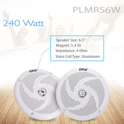 6.5 inch Low-Profile Marine Speakers White