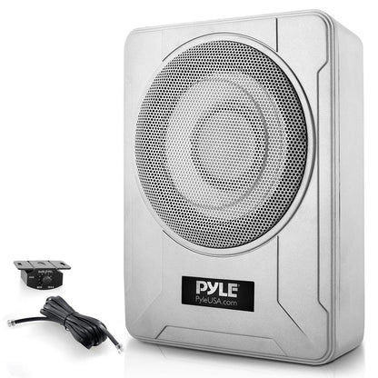 8" 600W Marine Subwoofer System - Slim Design, Built-in Amp, Silver