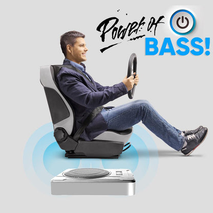 8" 600W Marine Subwoofer System - Slim Design, Built-in Amp, Silver