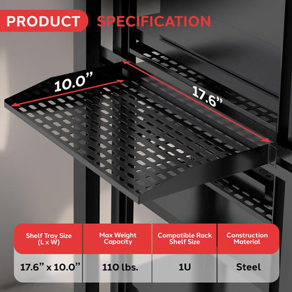 1U Server Rack Shelf Mount Tray 4-Pc