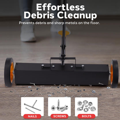 Rolling Magnetic Sweeper with Wheels 24"