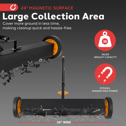 Rolling Magnetic Sweeper with Wheels 24"