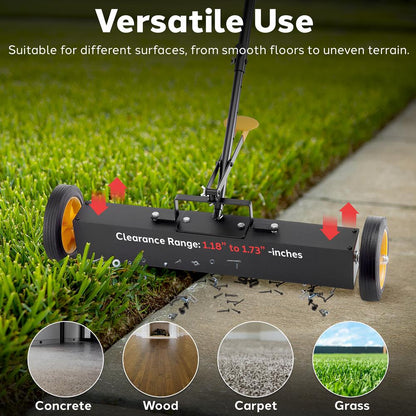 Rolling Magnetic Sweeper with Wheels 24"