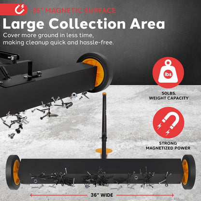 Rolling Magnetic Sweeper with Wheels 36"