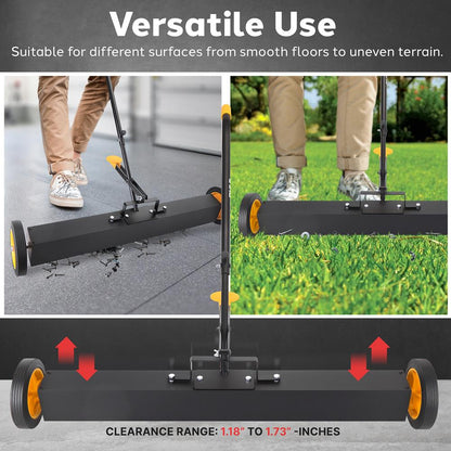 Rolling Magnetic Sweeper with Wheels 36"