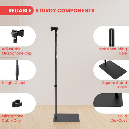 Microphone Stand, Height Adjustable, Die-Cast Base, Studio/Concert Use