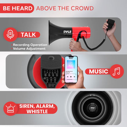 Portable Megaphone Bullhorn - 1500 Yard Range, Bluetooth, Voice Changer