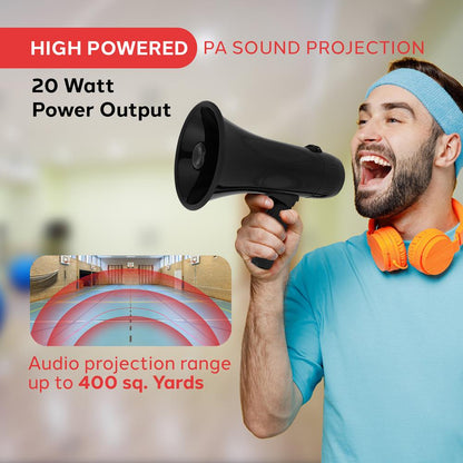 Portable Speaker Siren Bullhorn Megaphon Black 20W