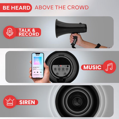 Portable Speaker Siren Bullhorn Megaphon Black 20W