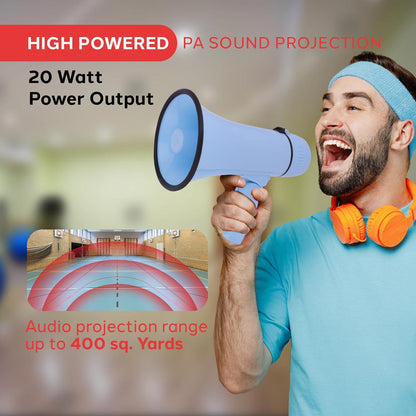 Portable Speaker Siren Bullhorn Megaphon Blue 20W