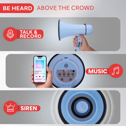 Portable Speaker Siren Bullhorn Megaphon Blue 20W