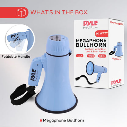 Portable Speaker Siren Bullhorn Megaphon Blue 20W