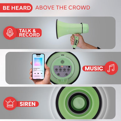 Portable Speaker Siren Bullhorn Megaphon Green 20W