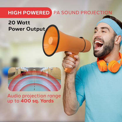Portable Speaker Siren Bullhorn Megaphon Orange 20W
