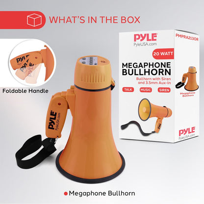Portable Speaker Siren Bullhorn Megaphon Orange 20W
