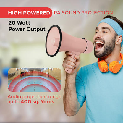 Portable Speaker Siren Bullhorn Megaphon Pink 20W