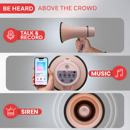Portable Speaker Siren Bullhorn Megaphon Pink 20W
