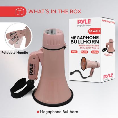 Portable Speaker Siren Bullhorn Megaphon Pink 20W