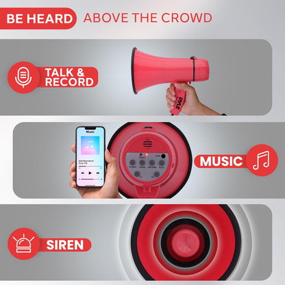 Portable Speaker Siren Bullhorn Megaphon Red 20W
