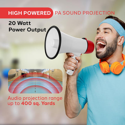 Portable Speaker Siren Bullhorn Megaphon White-Red 20W