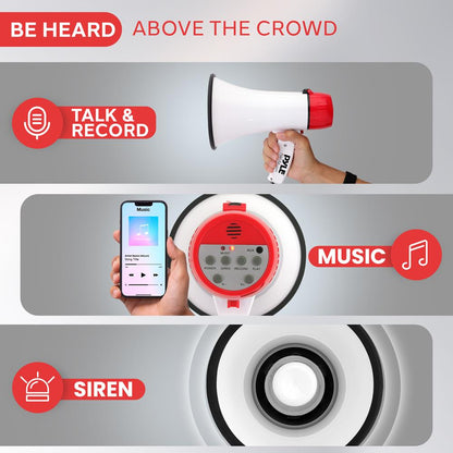 Portable Speaker Siren Bullhorn Megaphon White-Red 20W