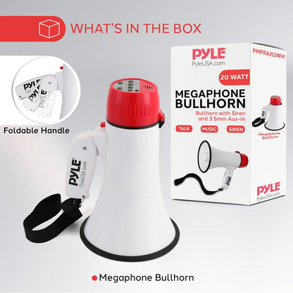 Portable Speaker Siren Bullhorn Megaphon White-Red 20W