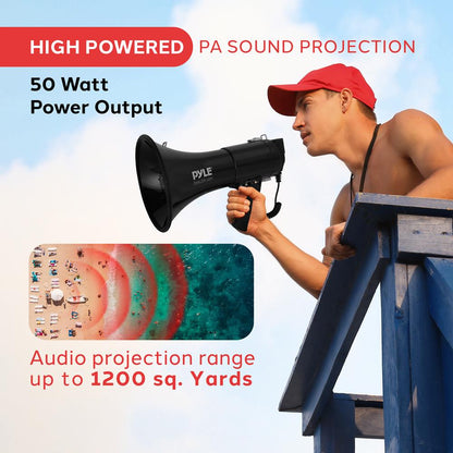 Portable Speaker Siren Bullhorn Megaphon Black 50W