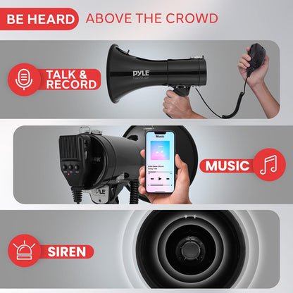 Portable Speaker Siren Bullhorn Megaphon Black 50W