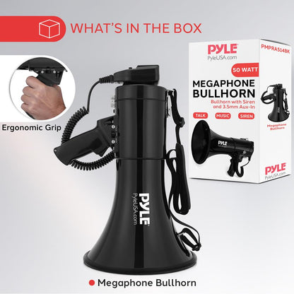 Portable Speaker Siren Bullhorn Megaphon Black 50W