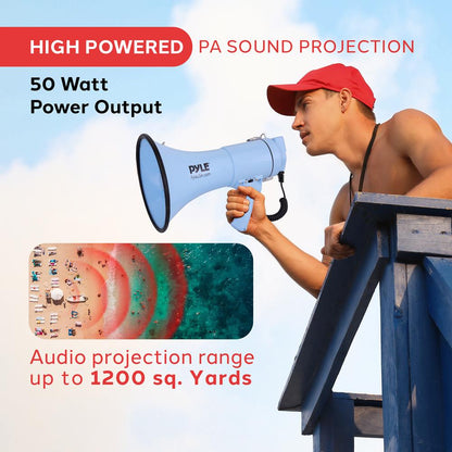Portable Speaker Siren Bullhorn Megaphon Blue 50W