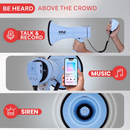Portable Speaker Siren Bullhorn Megaphon Blue 50W
