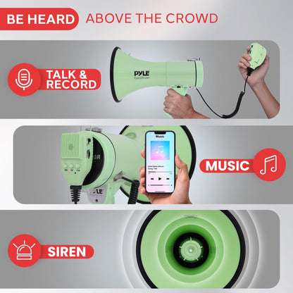 Portable Speaker Siren Bullhorn Megaphon Green 50W