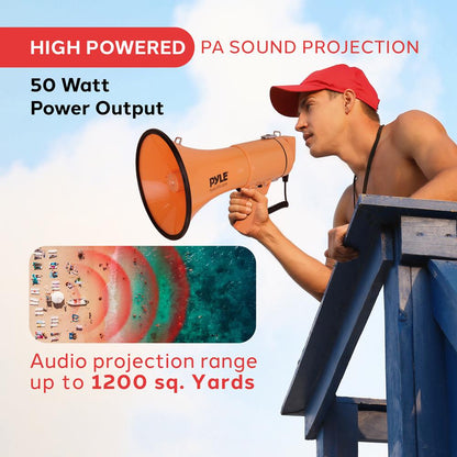 Portable Speaker Siren Bullhorn Megaphon Orange 50W
