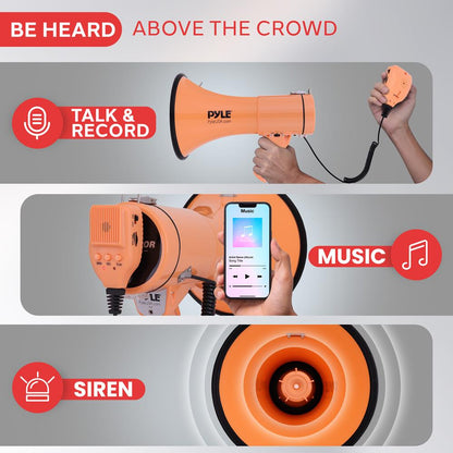 Portable Speaker Siren Bullhorn Megaphon Orange 50W