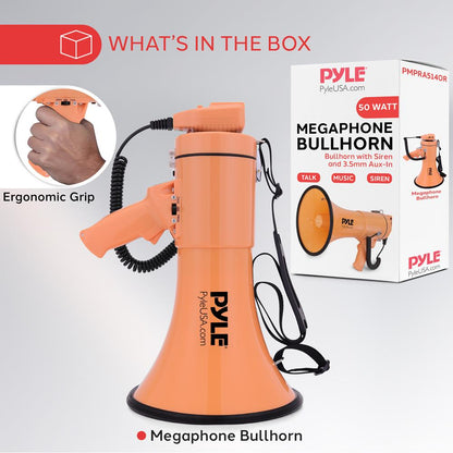Portable Speaker Siren Bullhorn Megaphon Orange 50W