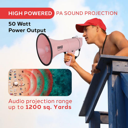 Portable Speaker Siren Bullhorn Megaphon Pink 50W