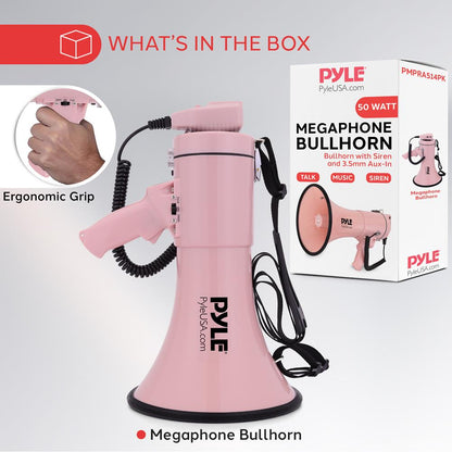 Portable Speaker Siren Bullhorn Megaphon Pink 50W