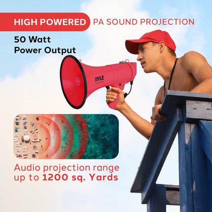 Portable Speaker Siren Bullhorn Megaphon red 50W