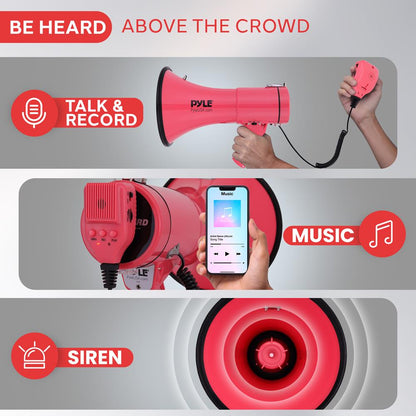 Portable Speaker Siren Bullhorn Megaphon red 50W