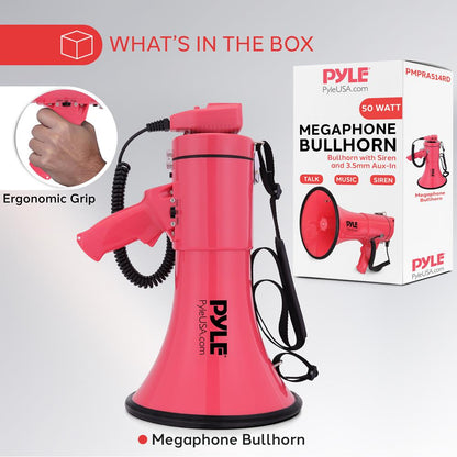 Portable Speaker Siren Bullhorn Megaphon red 50W