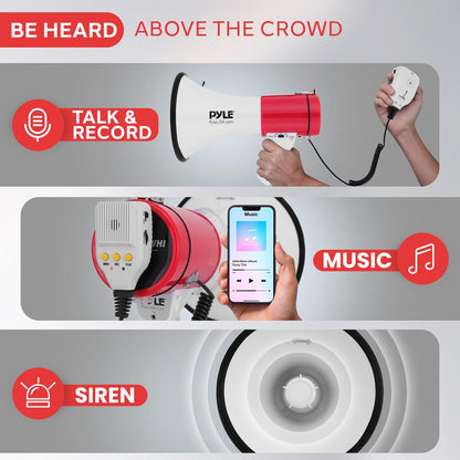 Portable Speaker Siren Bullhorn Megaphon White-Red 50W