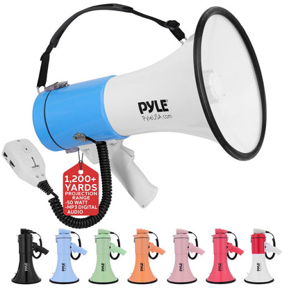 Portable Speaker Siren Bullhorn Megaphon White - blue