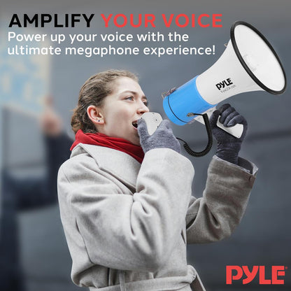 Portable Speaker Siren Bullhorn Megaphon White - blue