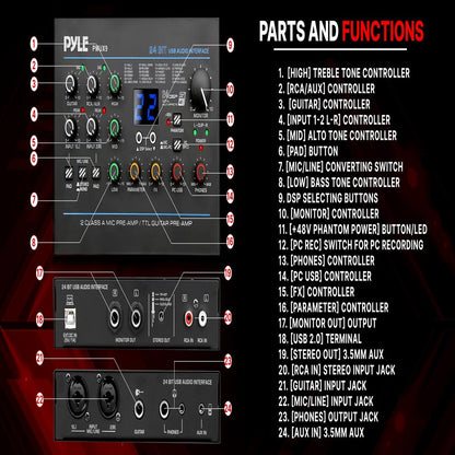 Professional USB Audio Interface 24 Digital Effects