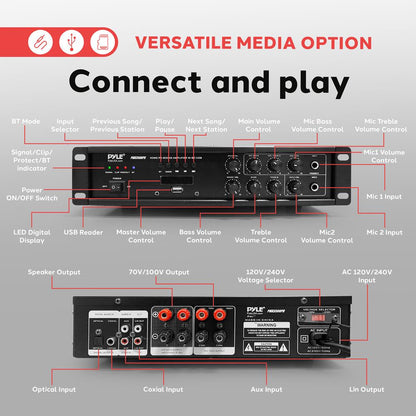 Wireless BT Home/PA Mixing Amplifier